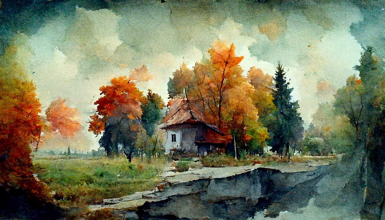 village nature painting